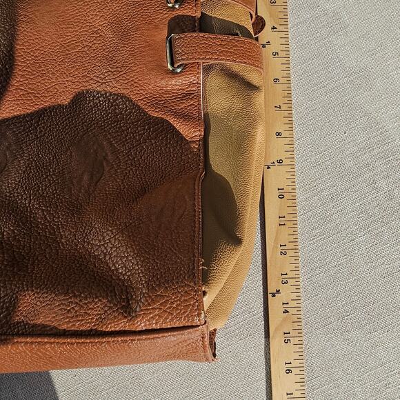 Huge Steve Madden Satchel, Camel Color, Buckle and Tassel Detail Faux Leather - Picture 10 of 11